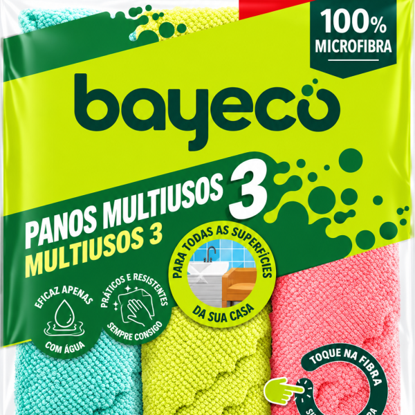 Conjunto de 3 Panos Multiusos em Microfibra 100% Superabsorvente
