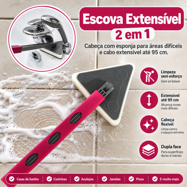 Esponja com cabeça extensível e alça até 95 cm
