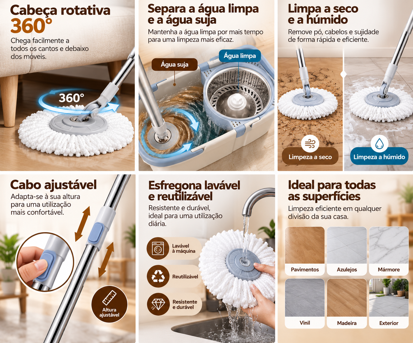 Esfregona Rotativa 360° com Balde e Microfibra - Image 2